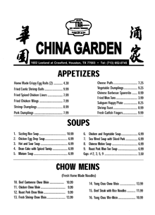 Dinner Menu-China Garden